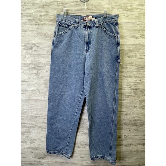 Vintage Old Navy Carpenter Jeans 34x33 Long Blue Denim Baggy Y2K Mens - Picture 1 of 11